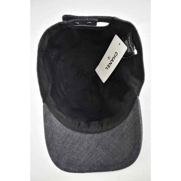 Chanel 22P Black Denim Sequin CC White Logo Baseball Cap Curved Peak Hat main image 4